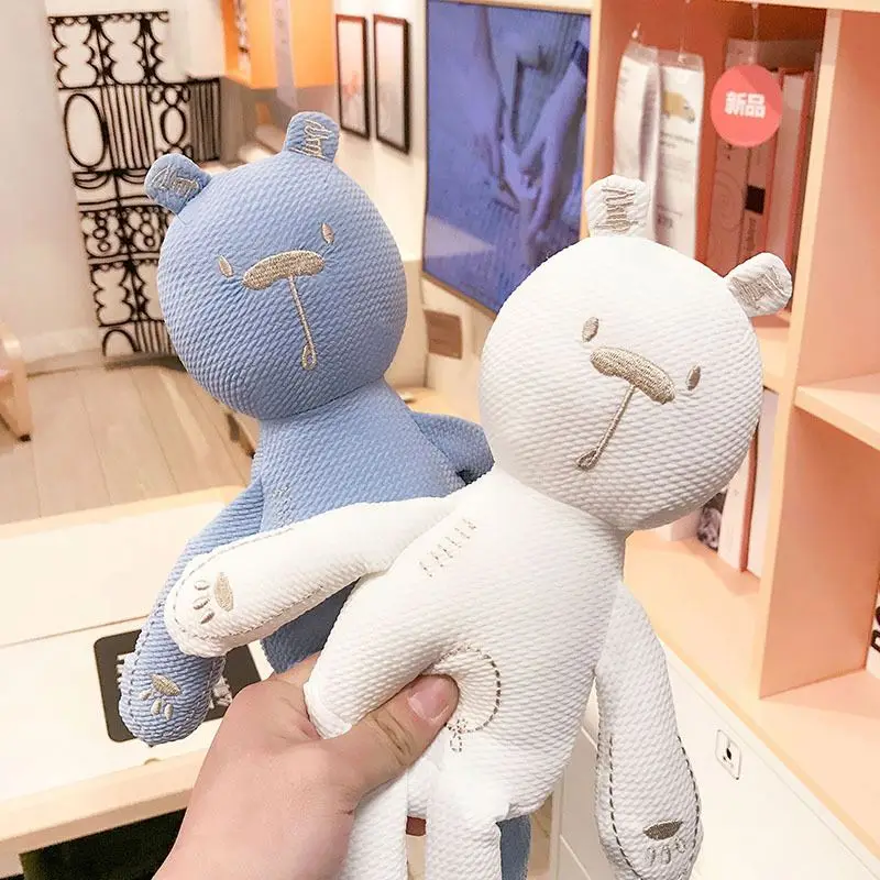 Baby Safe Cute Comforter Toy Muslin Soft Bear Stuffed Cuddle Teddy with Embroidery Mouth Eyes Nose Cheap Price Good Quality