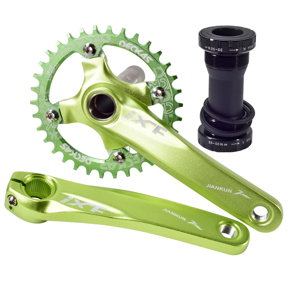Mountain Bike Hollow Integrated Crankset | Single Speed Crank 170mm, 32T/34T/36T Chainring, BCD 104
