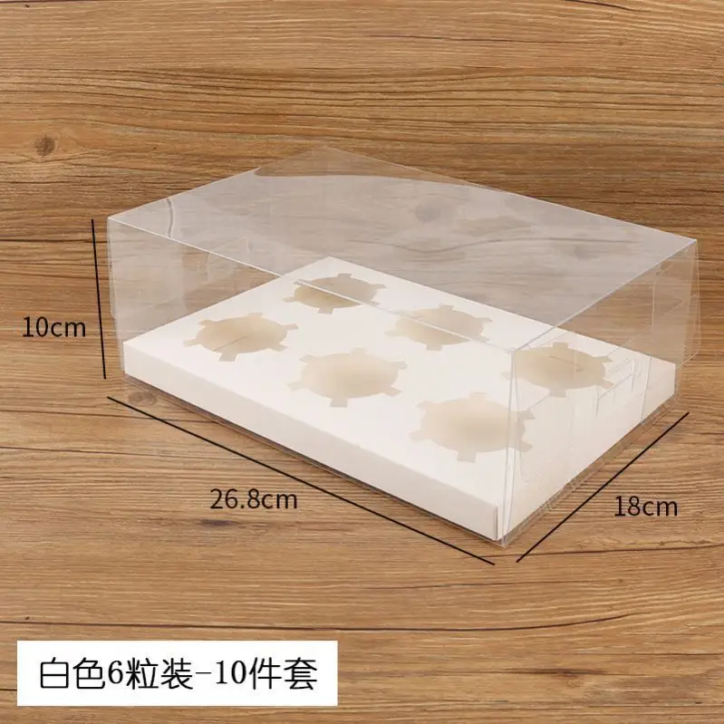 Kievano Scatole per Cupcake 12 Fori, Set da 10 Scatole Bianche con Finestra Trasparente Ondulata, Contenitori per Muffin, Biscotti e Dolcetti 32,5 x 24,8 x 9 cm
