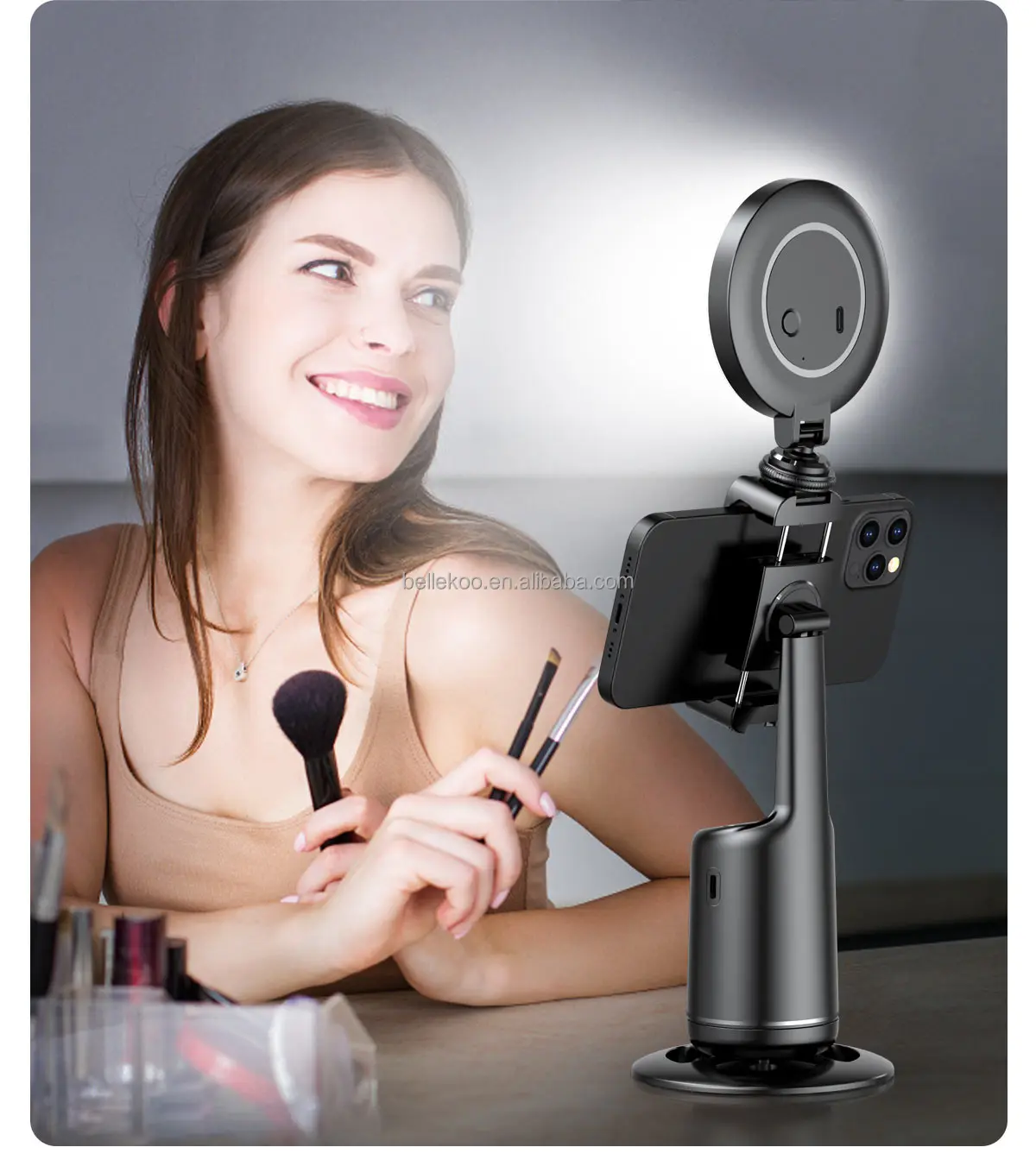 360 Rotate AI Smart Auto Motion Follow Face Tracking Stabilizer Phone Gimbal for Live Streaming Vlog Video Making