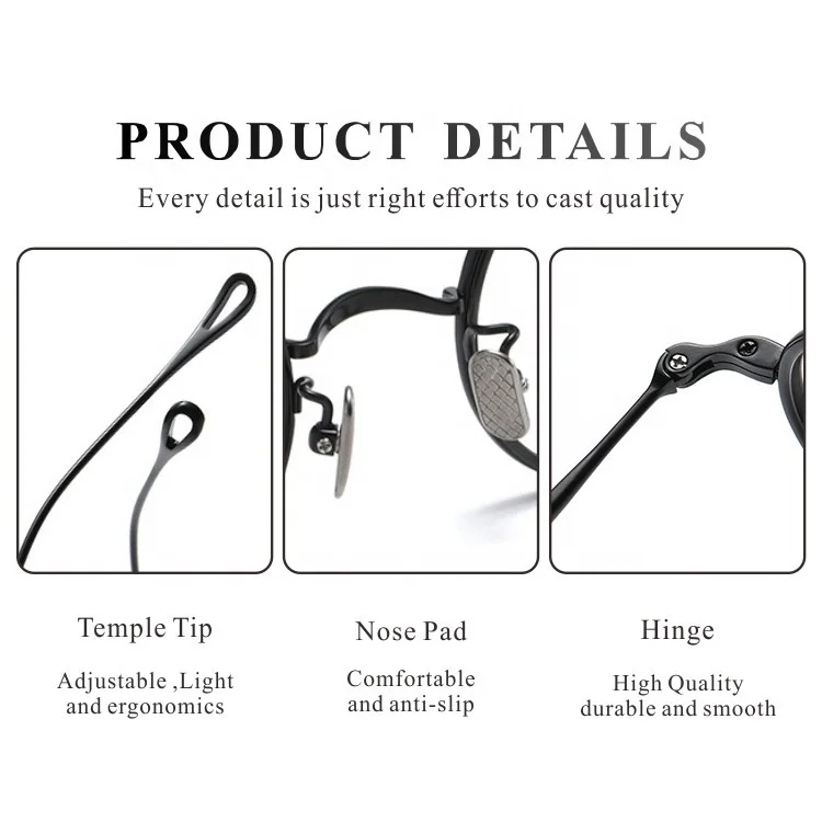 Handcrafted Retro Small Round Optical Frame Glasses Good Quality Titanium Metal Spectacle Eyeglasses Solid Pattern Made Vietnam