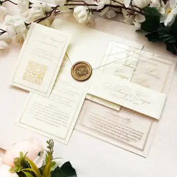 Gold Foil Wedding Invite Elegant Personalized Rose Gold And Silver Acrylic Wedding Invitation Kit With Rsvp Card