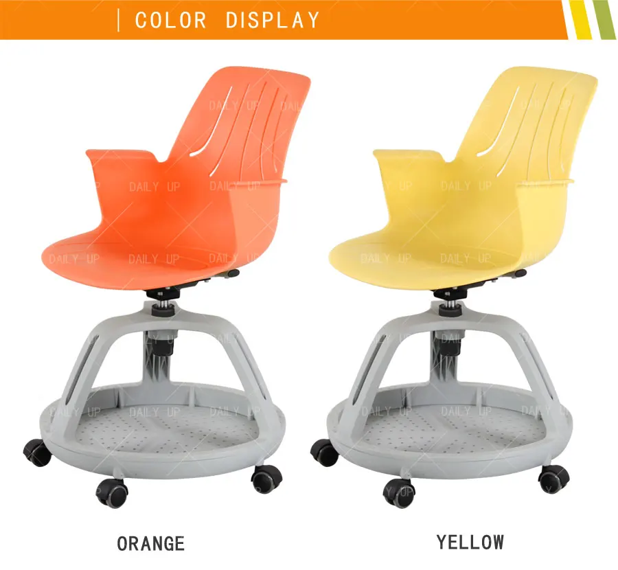 Professional Swivel Training Chair With Armrests For Student Adjustable Reading Chair With Huge Basket For Library Conference