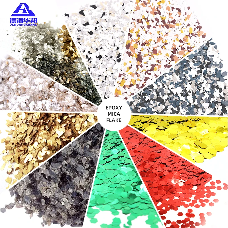 Color Flakes Chips with Epoxy Resin Flooring  Natural and Synthetic colorful Mica flake  for Decoration Coatings Biotite Mica