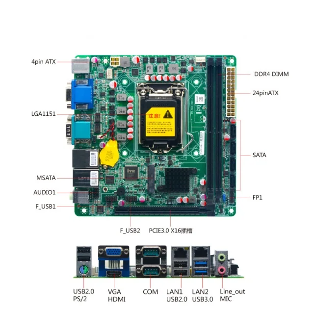 Intel LGA1151 core I3 I5 I7 процессор графика все в одном ПК itx встроенный компьютер промышленного управления материнская плата