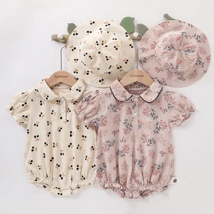 ODM Supply Summer Ins Jumpsuit Overalls Solid Pattern 95% Cotton Hat Newborns Infants' Unisex Autumn Seasons Baby Rompers
