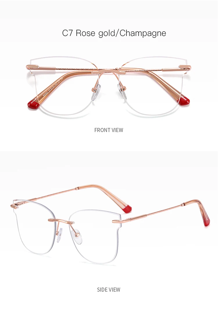 New Arrival Rimless Eyeglasses Frame Optical Glasses Uv400 Protection Eyewear Trends Uv400