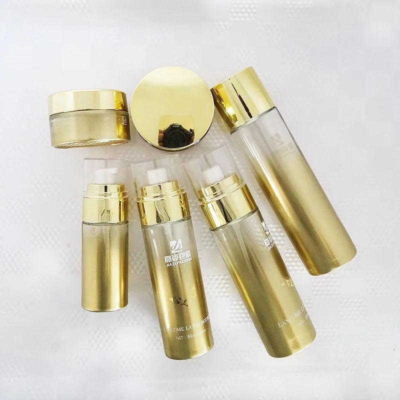 30ml 50ml cosmetic set custom rose gold airless skin care oil lotion Slik-screen Printing serum glass Bottle with Pump Sprayer