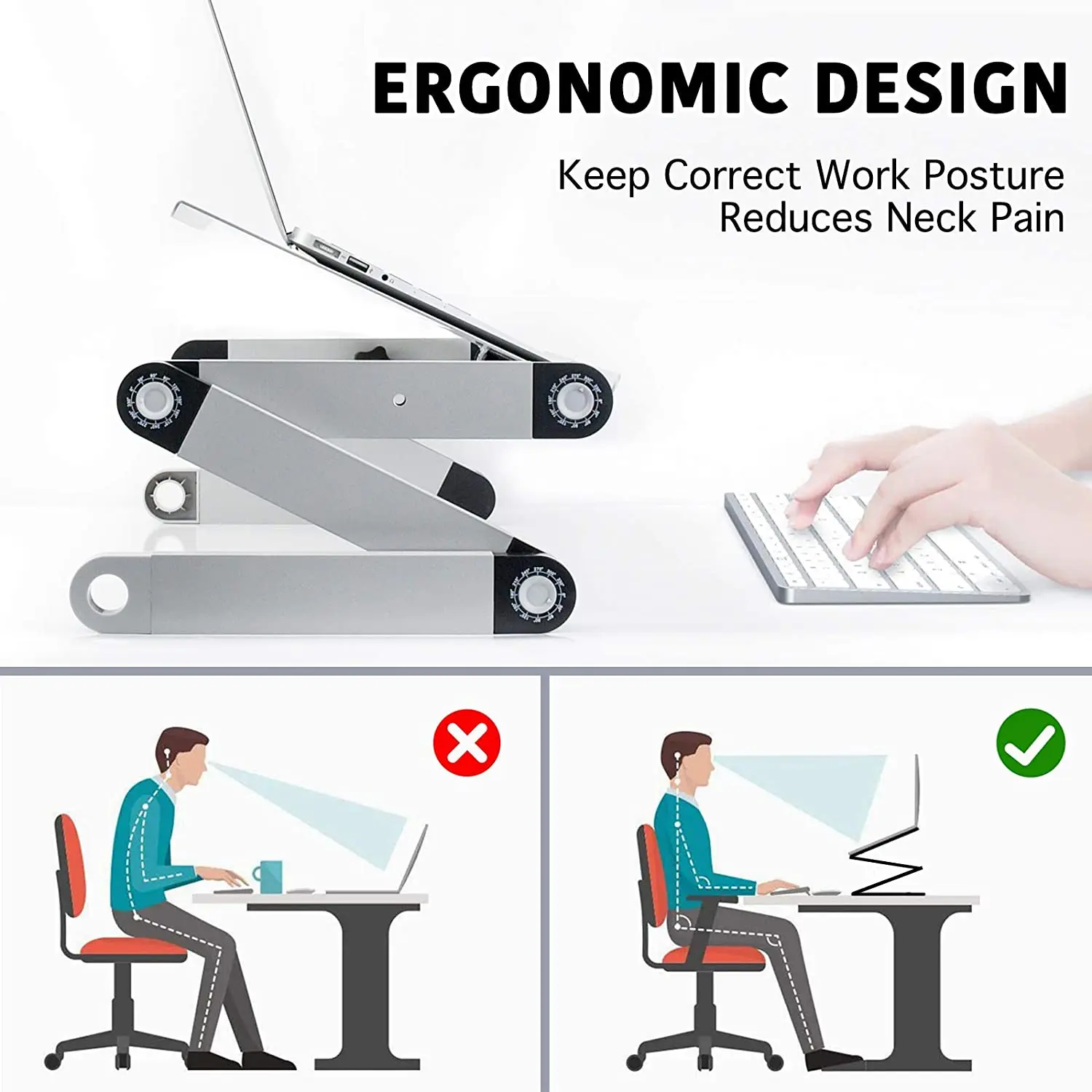 Computer Shelf Collapsible Aluminum Stand Adjustable Folding Lap Laptop Desk