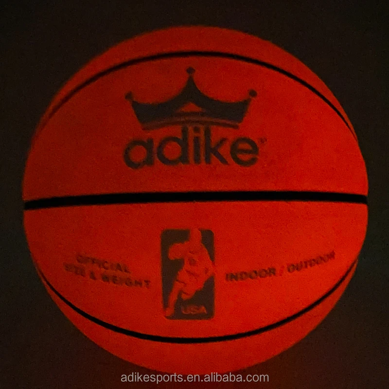 adiek Hot Sales professional laminated standard hygroscopic pu basketball Custom Brand Name Ball glow ball