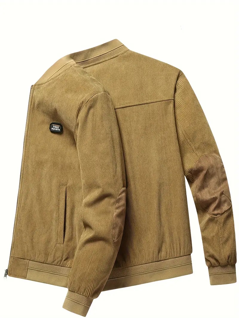 Corduroy Retro Vintage Jacket for Men - Casual Zip-Up Windbreaker