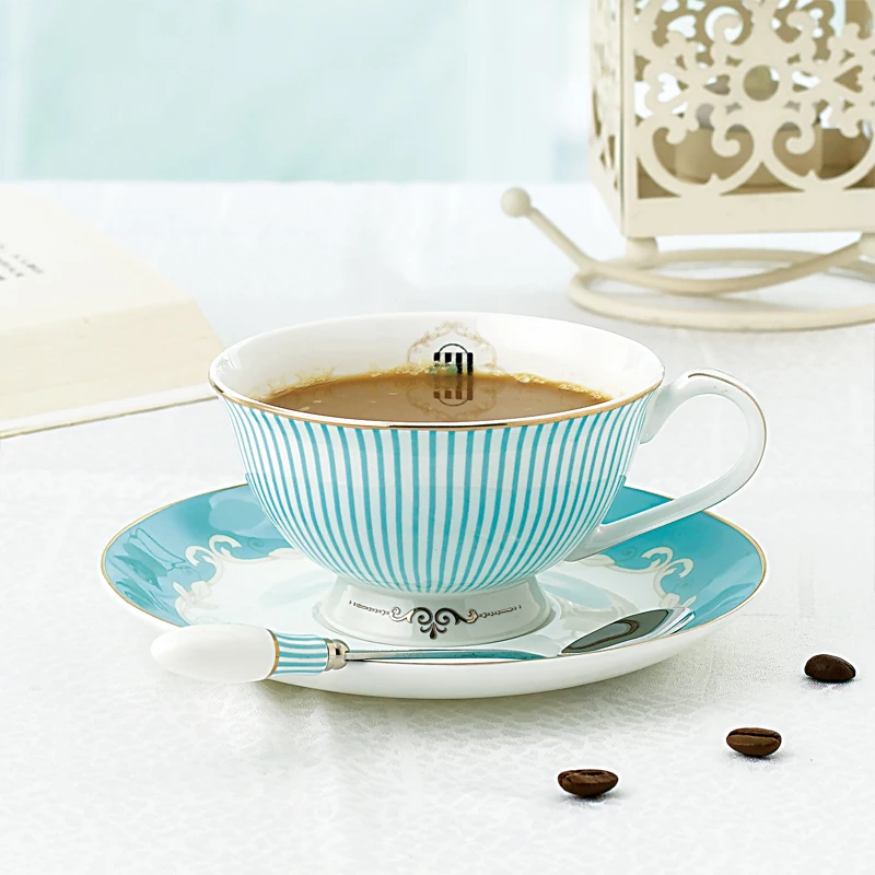 modern bone china tea cup and saucer set and spoon porcelain bone china tea cup set in house