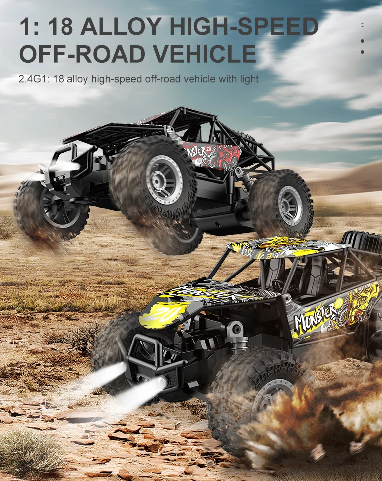 Chengji 2.4G off Road Climbing Car Diecast Truck 1:18 Alloy Rc High Speed Remote Control off Road Racing Car