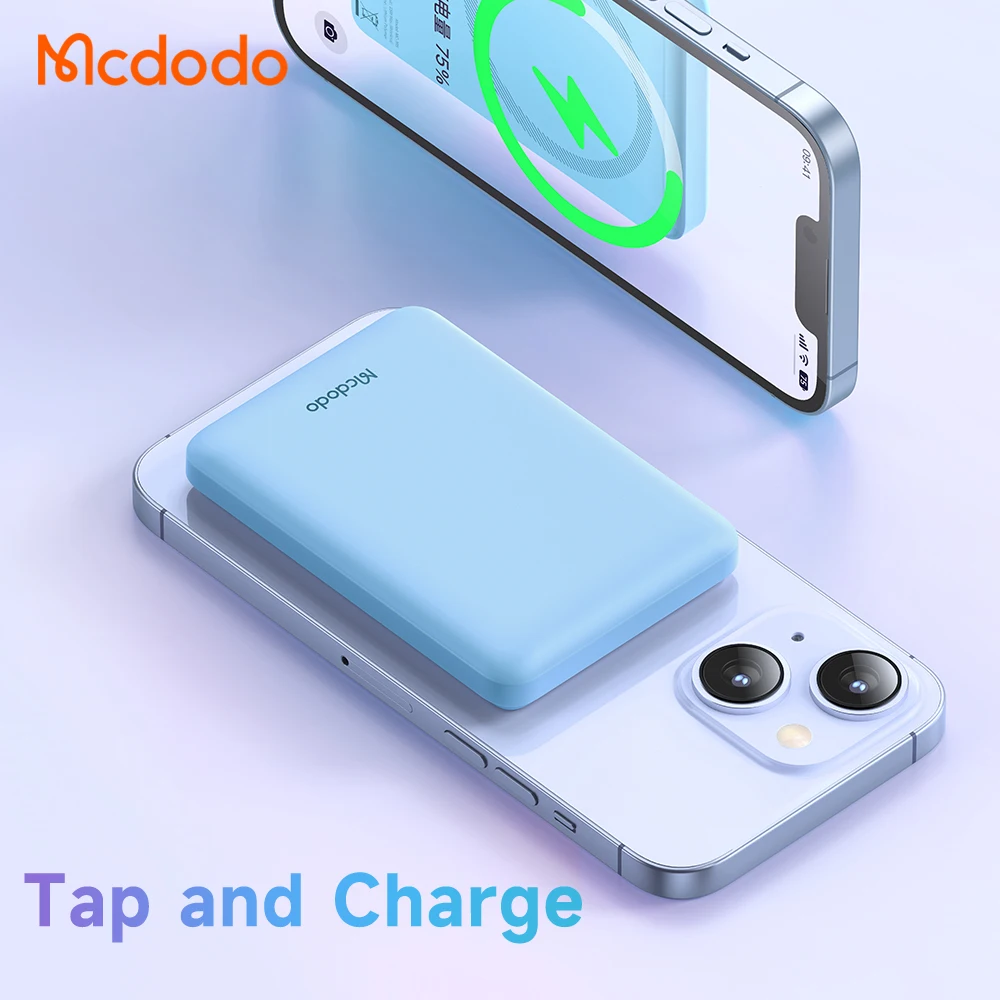 Mcdodo Новый 5000 мАч магнитный Power Bank мини-зарядное устройство 15 Вт беспроводной + 20 PD магнитное портативное