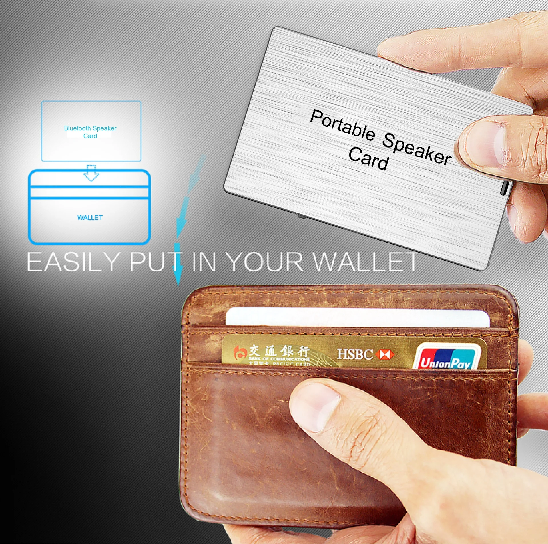 Best Seller Mini Flat Pocket Credit Card Shape Wireless Music Player Portable Wireless Speaker Blue Tooth Speaker