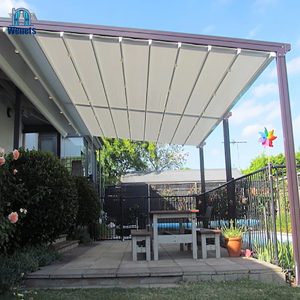 Retractable Pergola Roof Awning Motorized Folding Awning Waterproof Fabric  Canopy Retractable Roof for Patio