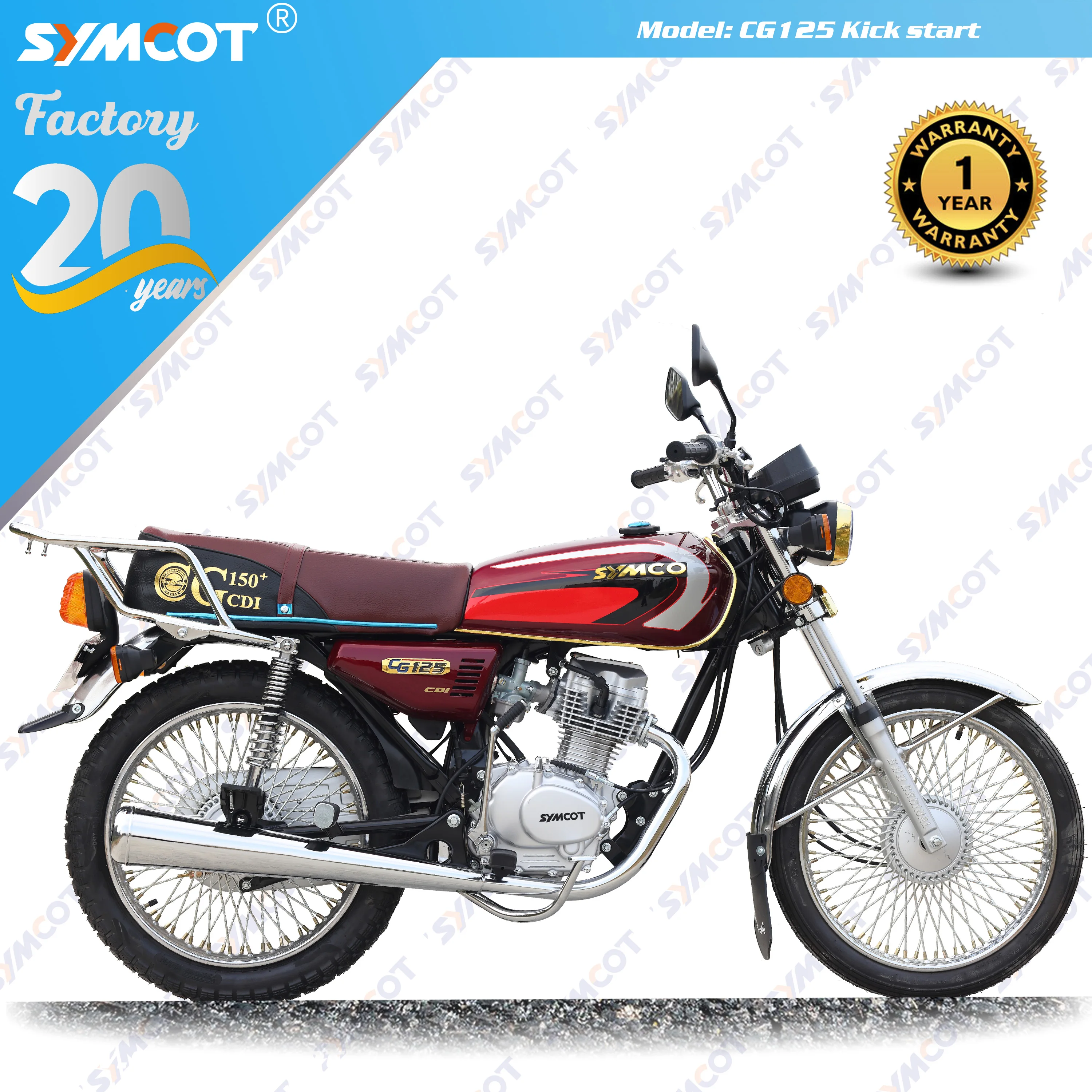 Kick Start CG125 Model 50CC/125CC/100CC/120CC Street Motorcycle with 72 Spoke Wheel for Iraq Market