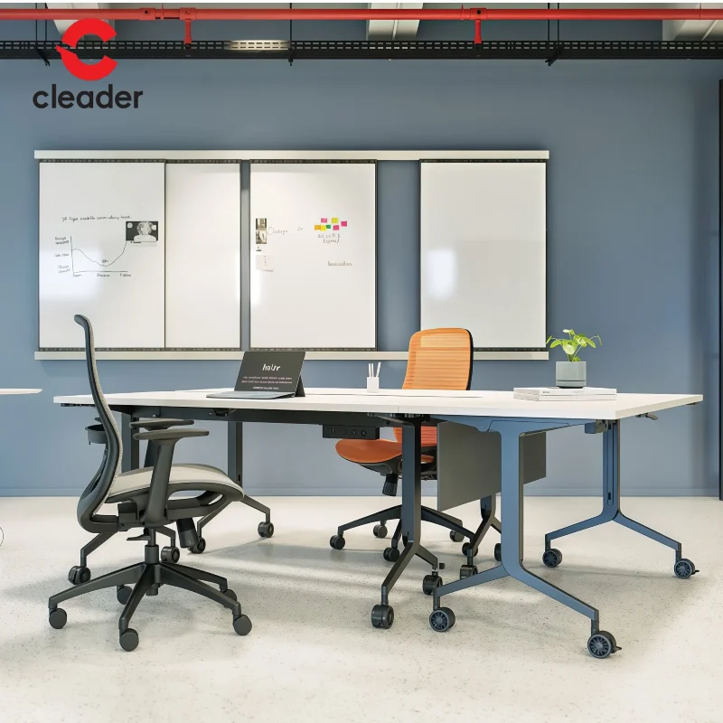 Mesa de Treinamento Dobrável – Mobiliário de Escritório Moderno, Mesa de Conferência para Salas de Reunião, Escrivaninha de Escritório para Economia de Espaço em Escolas e Escritórios com Computador