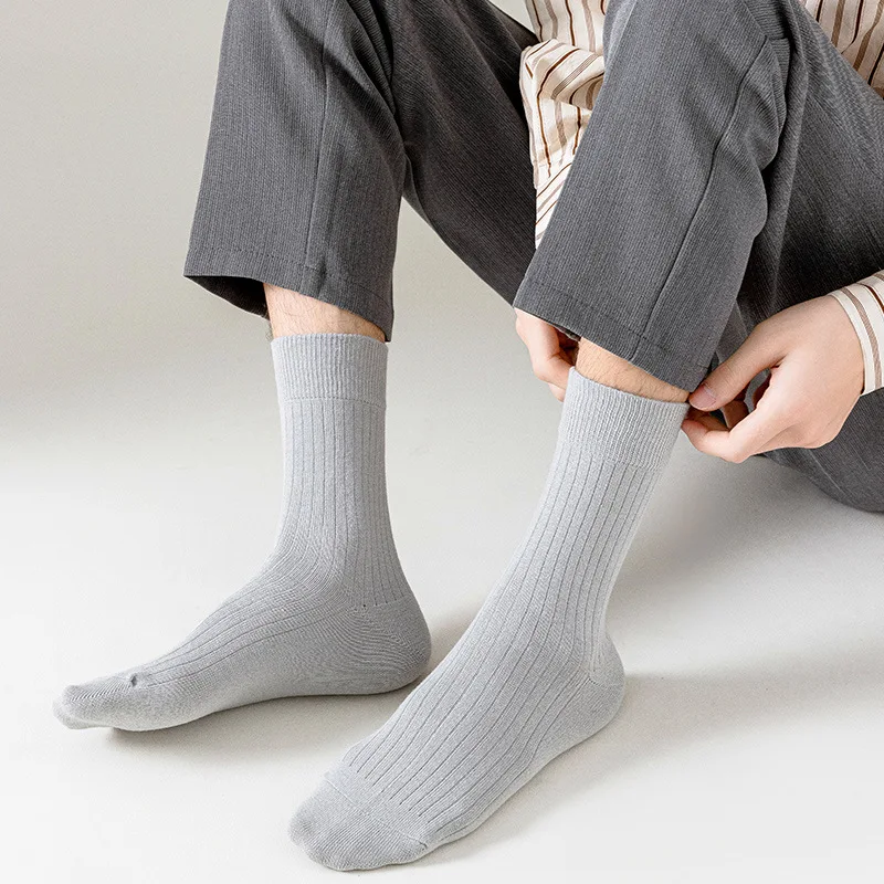 Men Dress Socks Classic - High Quality Ribbed Solid Color