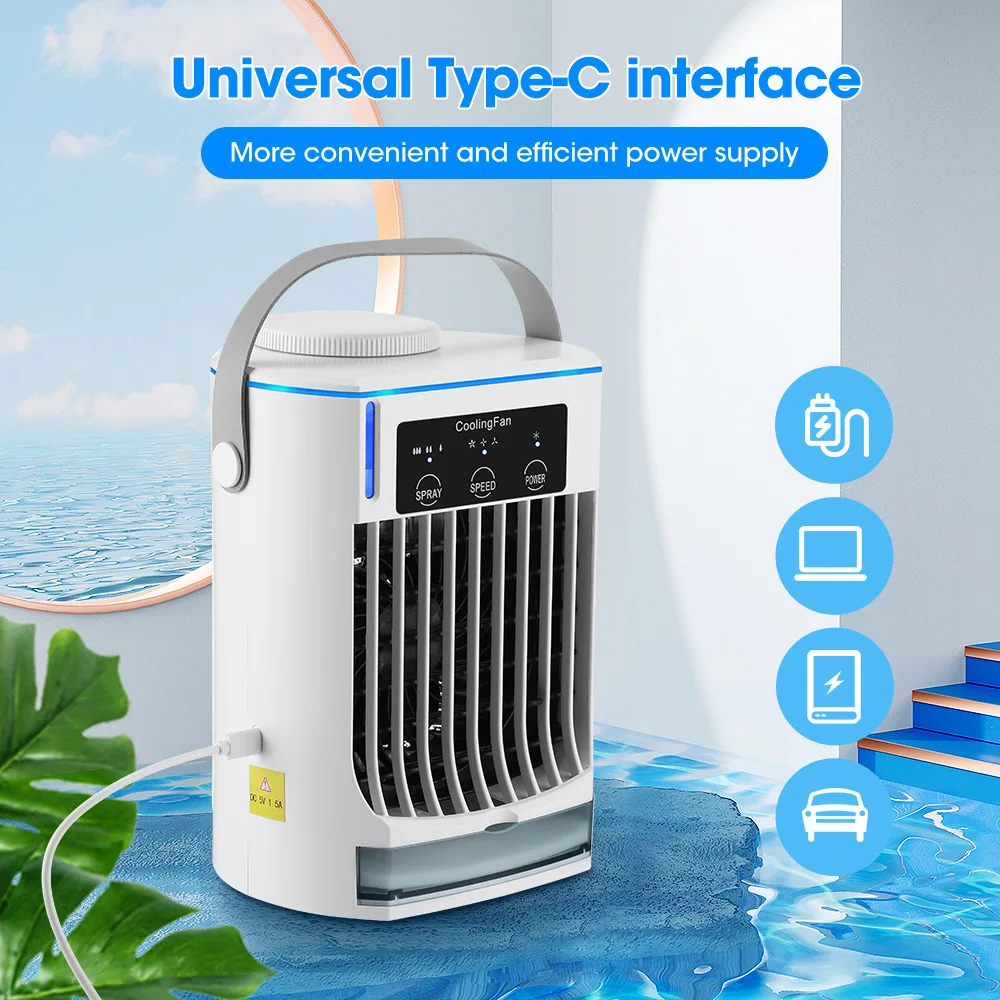 HiCOZY Portable Air Cooling Fan with Mister, Mini AC Air