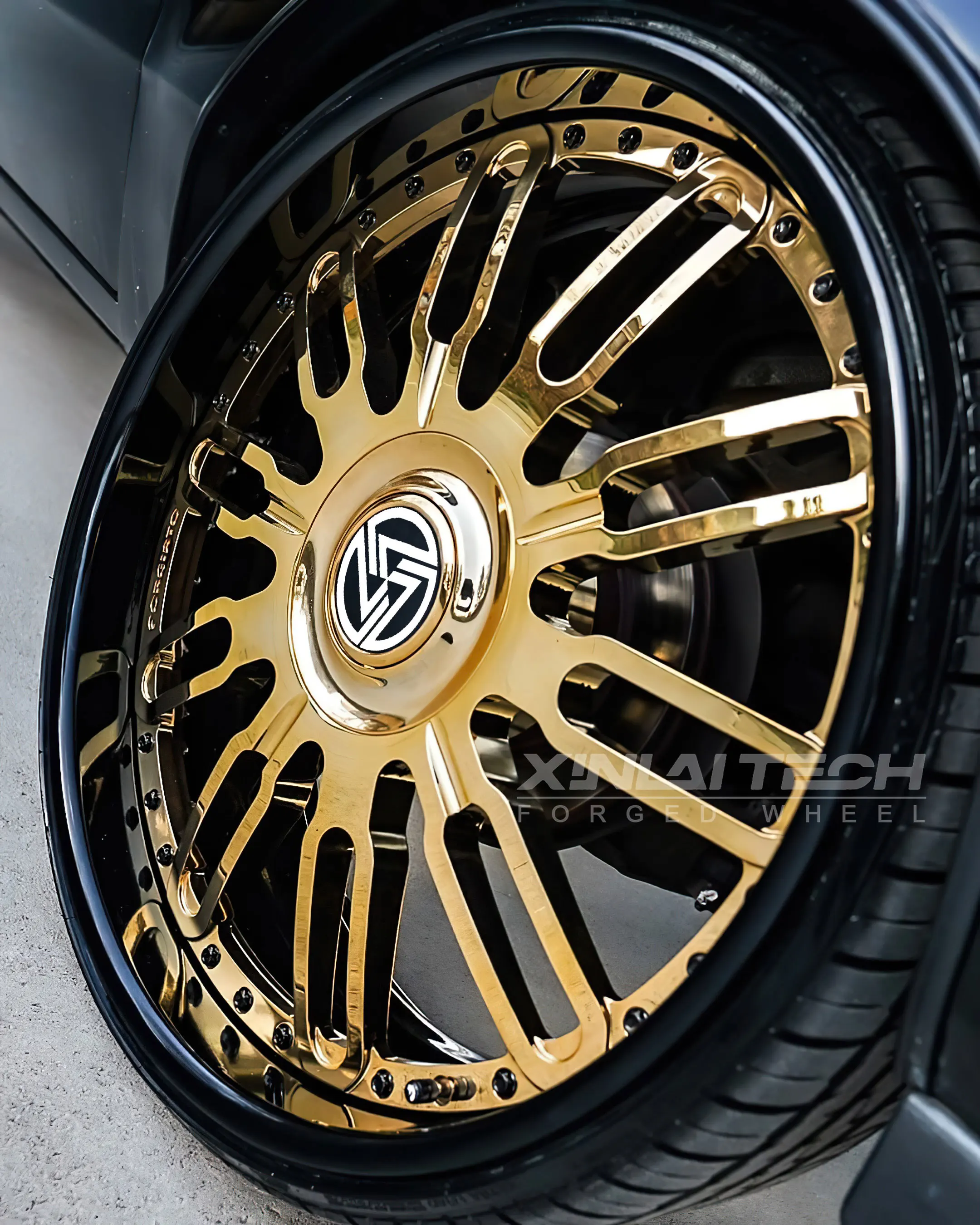 XL 2-piece Custom Forged Wheel Deep Concave Chrome Gold 5x120 5x112 5x114.3 17-24 Inch Wheel Rim for Dodge Chevy - Image 1