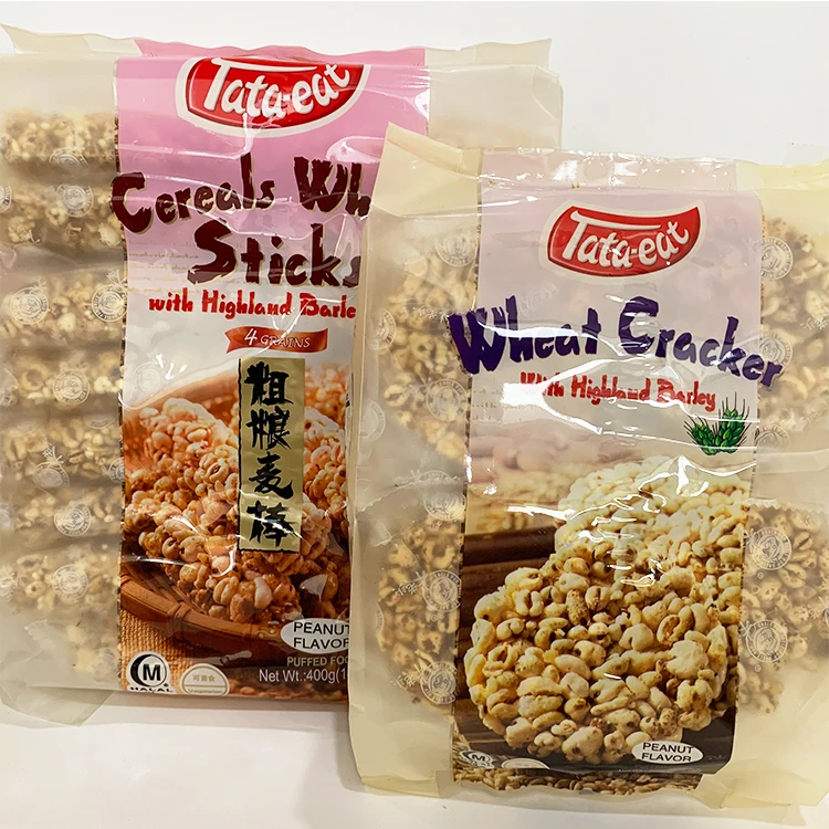 Uncle Pop Healthy Rice Snacks Peanut Flavor 400g X10bags Wheat Cracker Sweet With Highland Barley Sticks Wholegrain