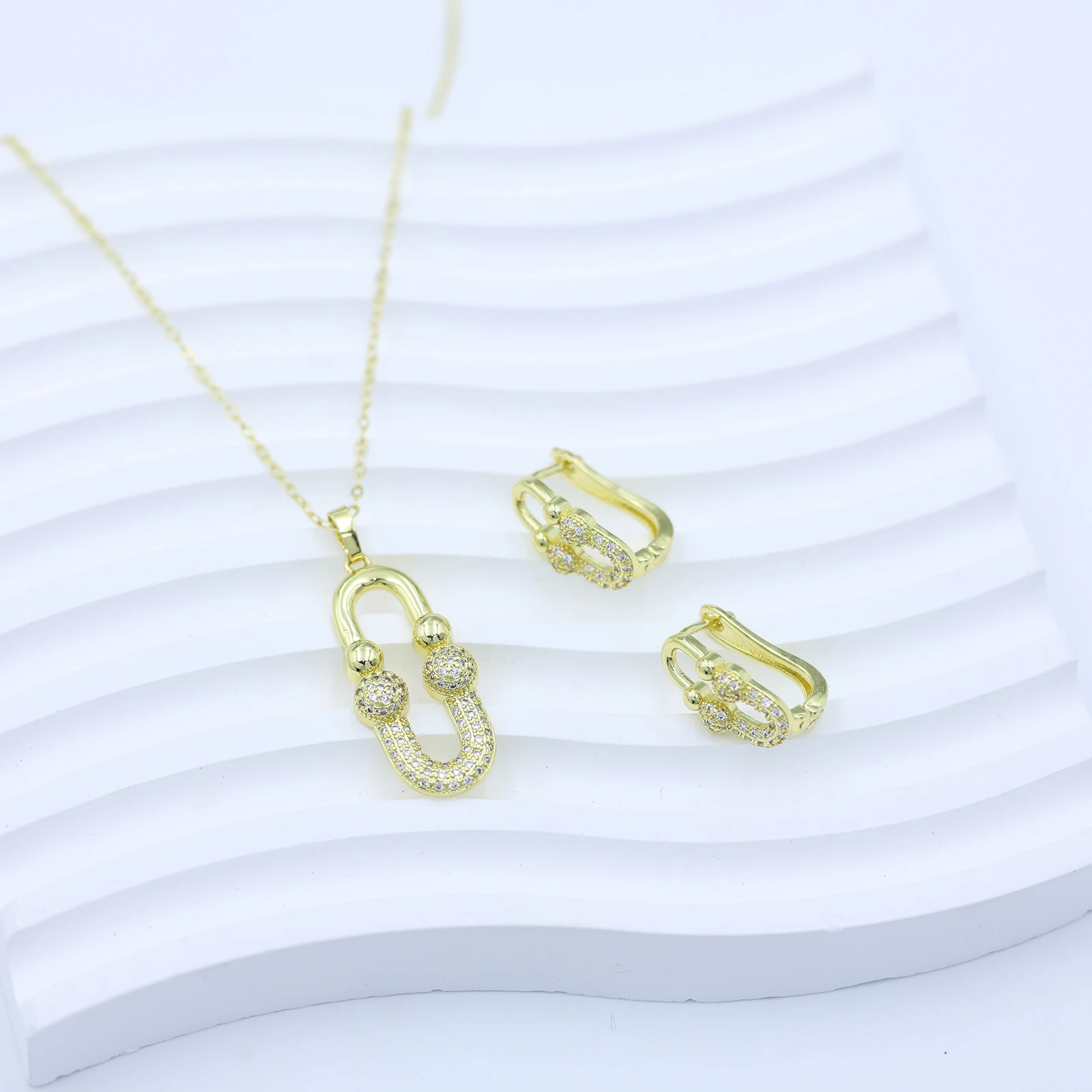 Luxury 14k Gold Plated Zircon Jewelry Set