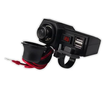 3.4A Fast Charge Waterproof Motorcycle Phone Charger With Voltmeter Cigarette Lighter