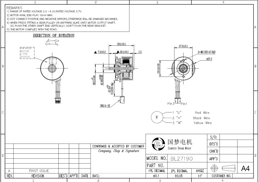 External Rotor Brushless Motor, CDM, BL27190, 27mm, 10000rpm - detail 6