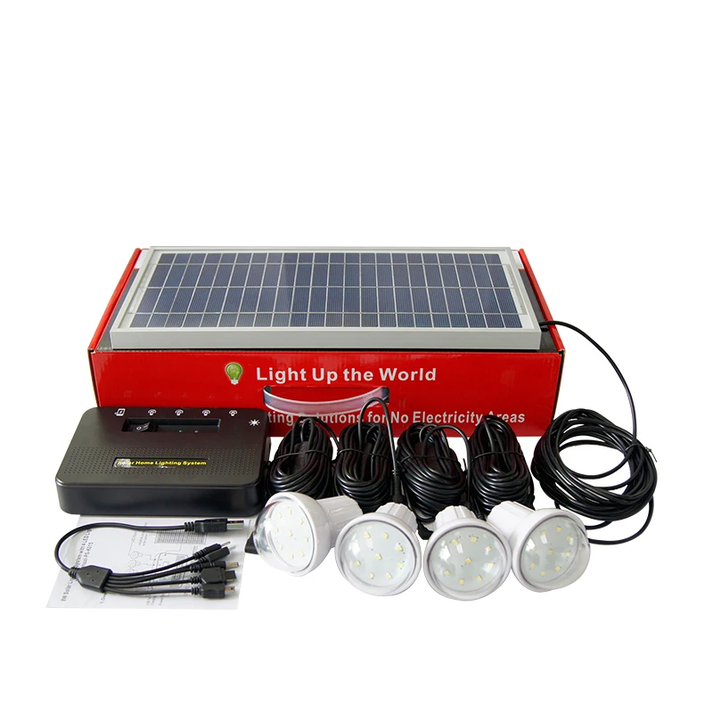 Portable Power Supply Lighting Solution 8W Solar LED Light Kit with Mobile Phone Charging for rural area