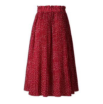 Wholesales Summer New Fashion Hight Waist Polka Dot Pleated Skirt For Women