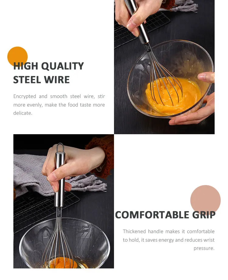 Food Grade Manual Kitchen Accessories Stainless Steel 304 Egg Beater ...