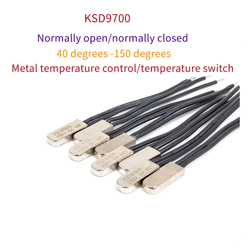 Normally closed 5A 250V 40 to 150 degree celsius thermostat thermal protector fuses temperature switch KSD9700