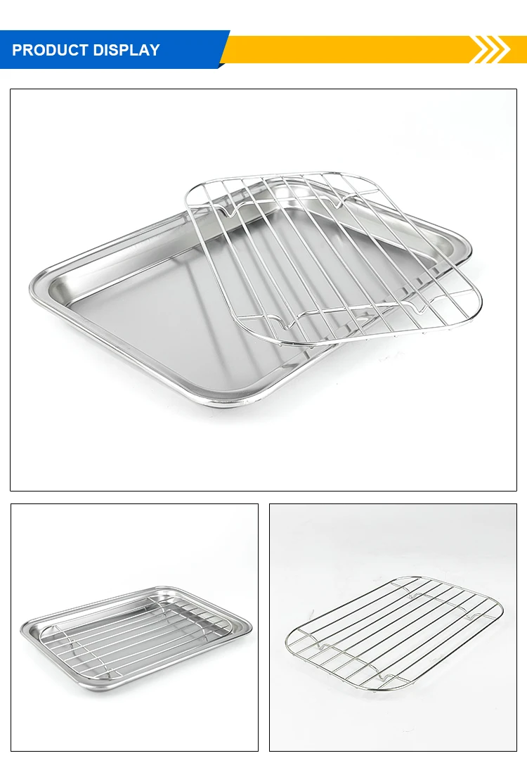 Kitchen Rectangular Tray With Net Modern Design Rectangular Deepened Fast Food Tray Stainless Steel Plate ...