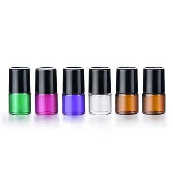 Essential oil perfume roller bottle clear amber pink purple green 1ml 2ml 3ml 10ml glass roll on bottle with cap