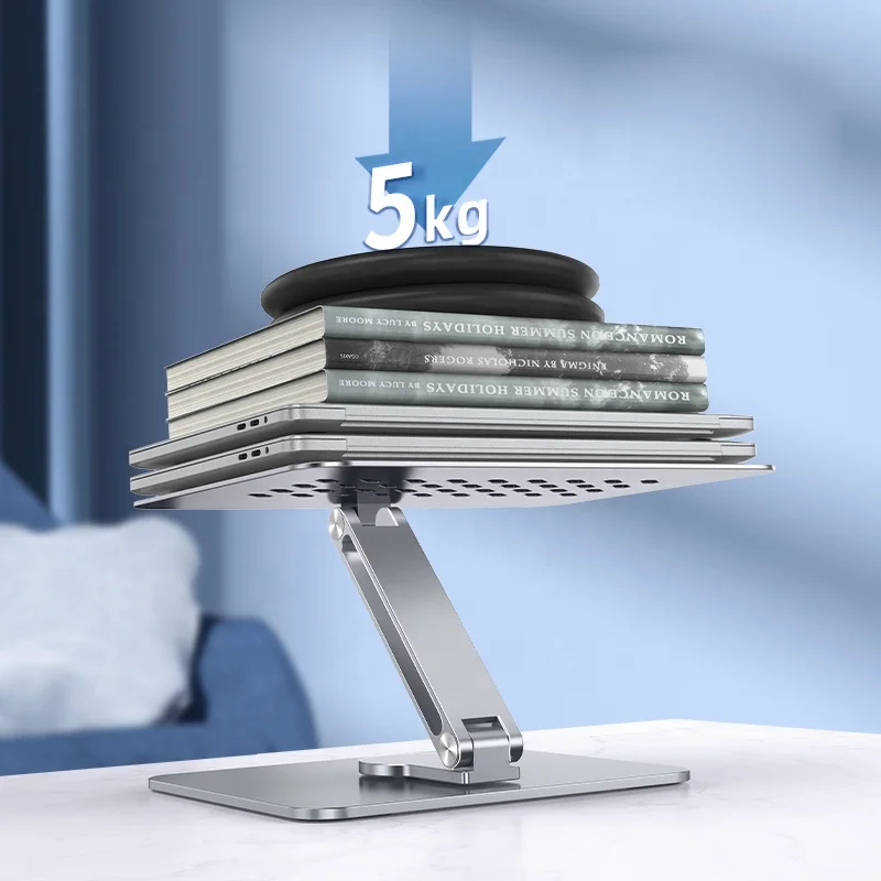 Лидер продаж, подставка для ноутбука с 360 поворотным основанием для настольного ноутбука, регулируемая высота, складной портативный алюминиевый держатель для ноутбука