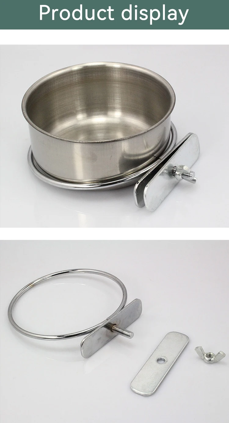 Pet Food & Water Bird Feeding Cup, Stainless Steel Parrot Cage Dish Feeder Parrot Food Hanging Cups For Parrot Macaw African Greys Budgies Parakeet With Clamp Holderl