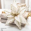 Fiori di Natale in velluto bianco e dorato da 10,24 pollici