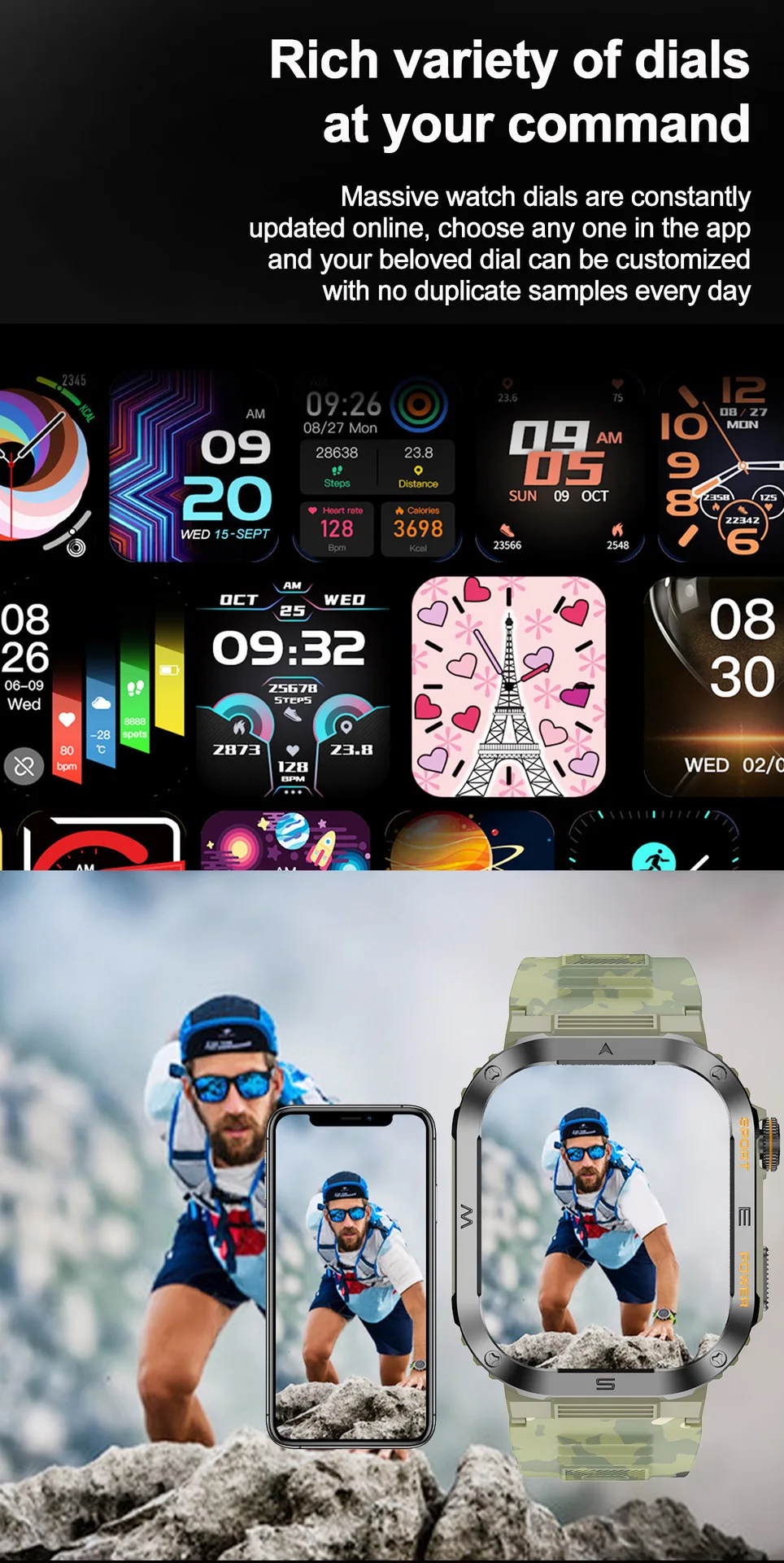 Mt39 Outdoor Sports Smart Watch 1.96 Inch Fitness Tracker Calling Reloj Montres Intelligentes Zegarek Ip68 Waterproof Smartwatch