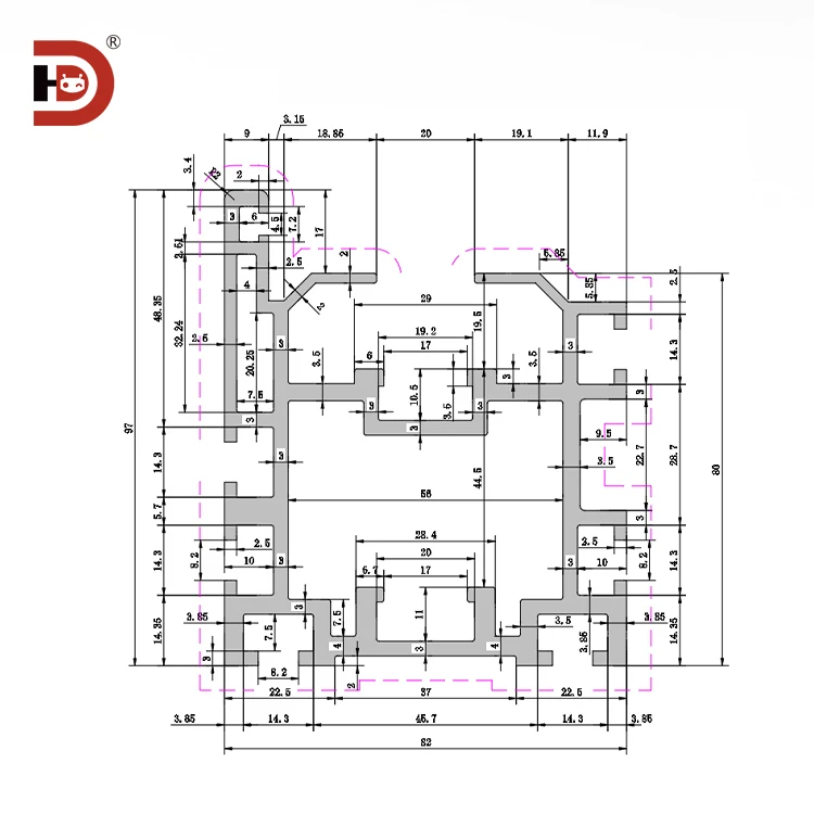 product double speed chain 8297 extruded aluminum profile 25 times speed pitch 3175 speed aluminum alloy assembly line guide rail-3