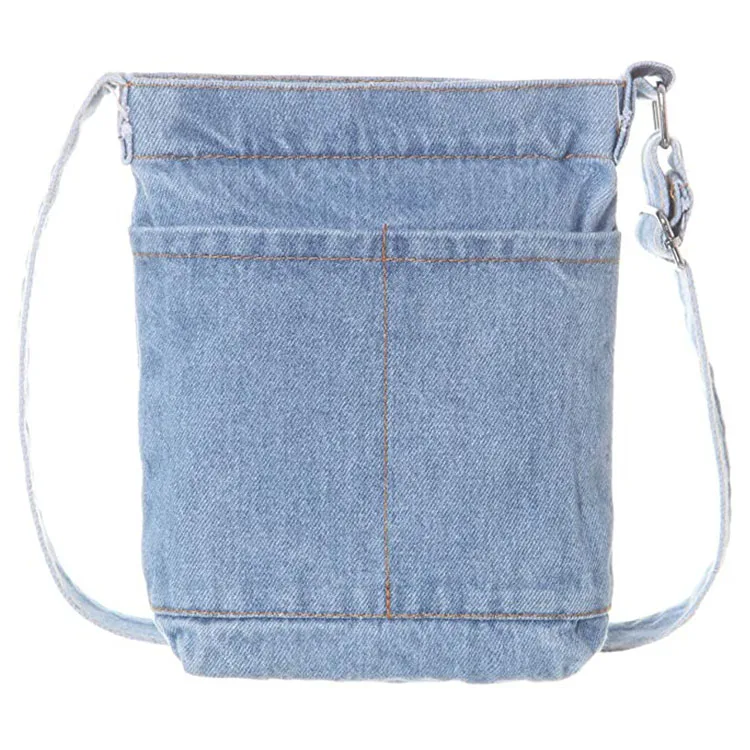 Fashional Style Travel Large Zipper Tote Girls Women Handbag Denim Purse