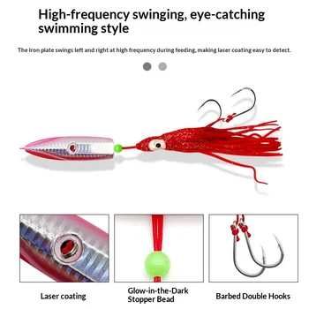 Lure Metal Jig Full-Water-Column Slow-Roll Octopus Bionic Biomimetic Laser Lead Saltwater Fish Bait Double-Hook Soft Artificial – Soft Lure – view 3
