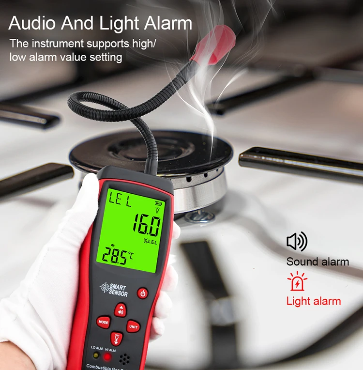 SMART SENSOR AS8800C Digital Gas Leak Detector CH4 Methane Combustible Gas Tester