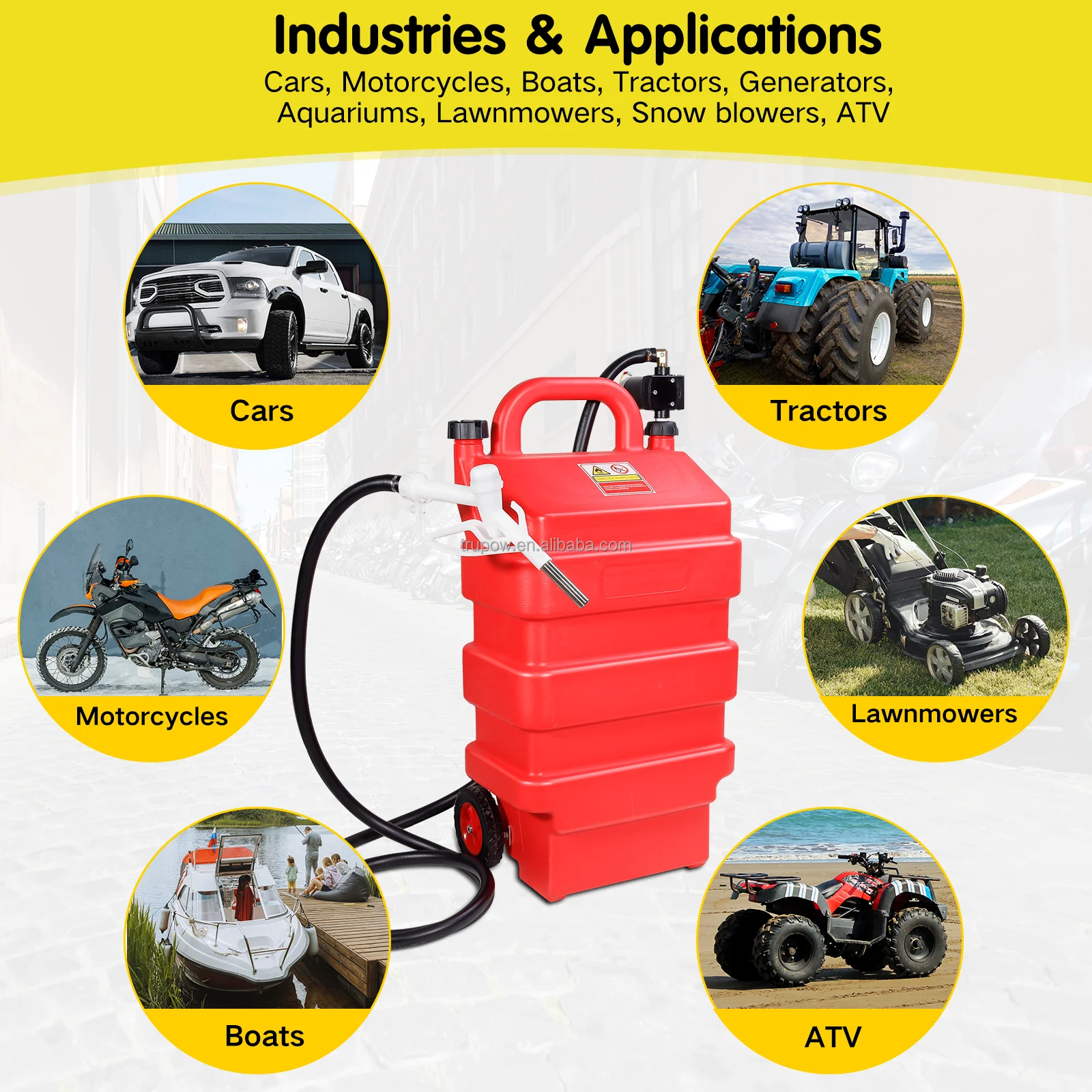 16 Gallon 60l Portable Fuel Caddy Tank With 12v Automatic Gasoline Oil