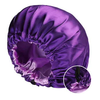 Wholesale Custom Logo Double Layer Adjustable Satin Bonnets Drawstring Sleep Silk Hair Bonnets With For Women