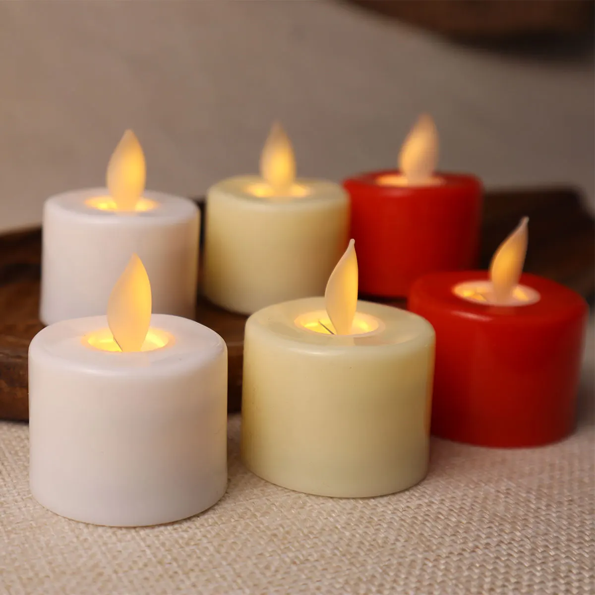 Small smooth swing head candle flameless LED candle small tea wax night light Christmas holiday decoration home decor