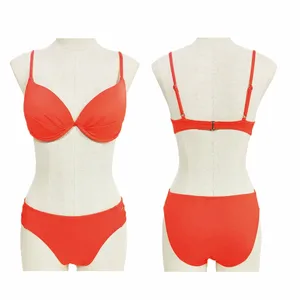 Wholesale Solid Women's Beachwear Swimwear for Summer Breathable Quick Dry Bathing Swimming Suit Two Piece Push up Bikinis Set