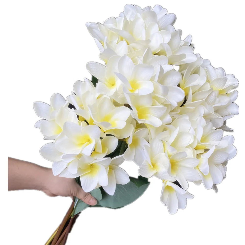 Artificial Silk Frangipani Simulation Plumeria Rubra With Long Stem For