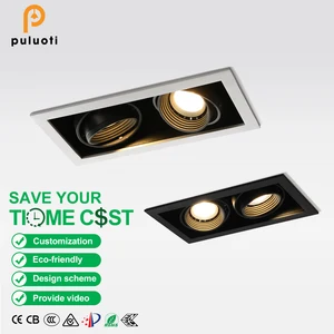 PULUOTI Modern 10W 16W 20W LED Spotlights Anti-Glare MR16/GU10 Aluminum Recessed Ceiling Downlights with 10 Years Warranty White