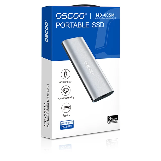 For OSCOO Portable SSD 2 External Hard Disk 1TB 2TB Computer Accessories Dur External Hard Drive Internal 256GB 512GB Products